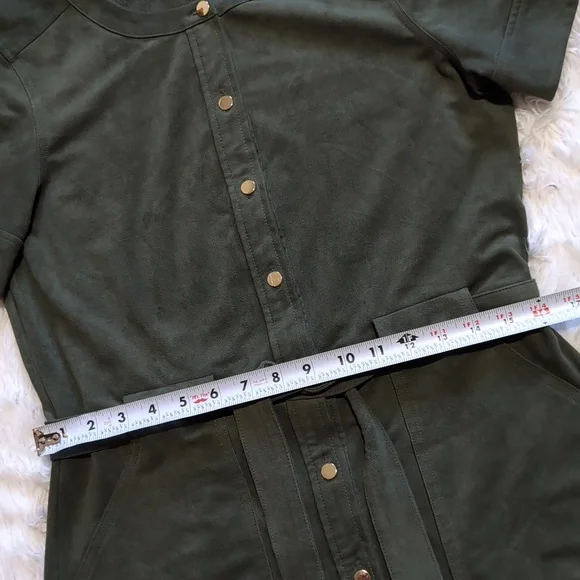 Banana Republic Sage Green Vegan Suede Shirtdress Size 6 - Picture 10 of 12